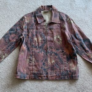 Vintage Chico’s Design fireworks Zip up jacket- denim material